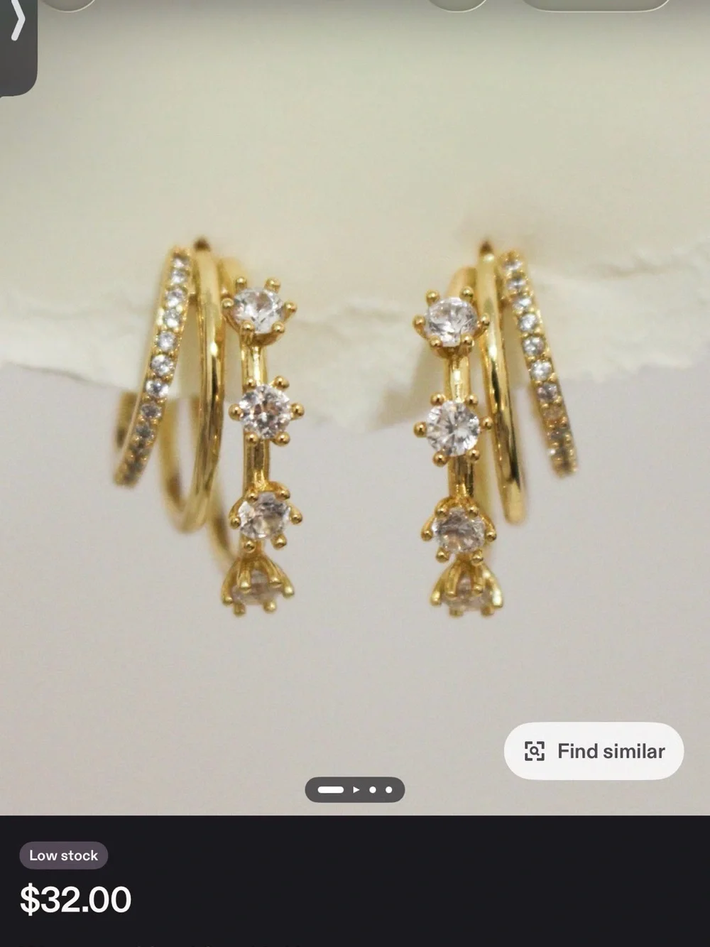Gold Cubic Zirconia Hoop & Drop Earrings - Sparkling Gold Women’s Jewelry